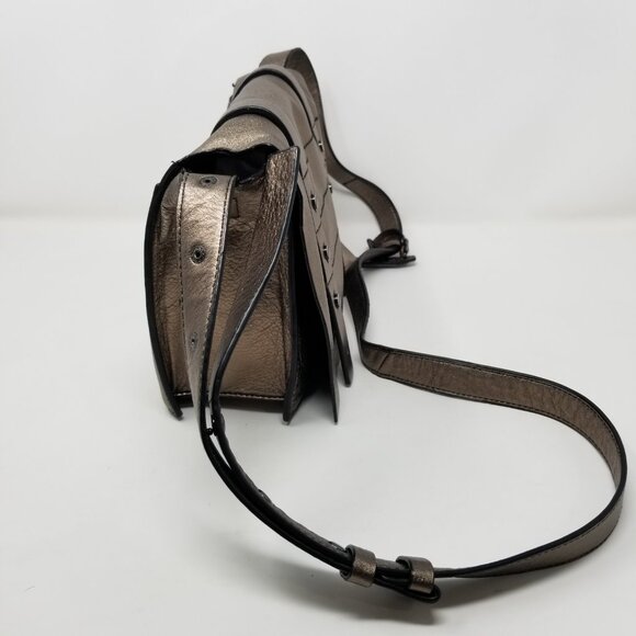 VIA SPIGA Bronze Metallic Leather Crossbody Bag w/ Adjustable Strap - Picture 4 of 16